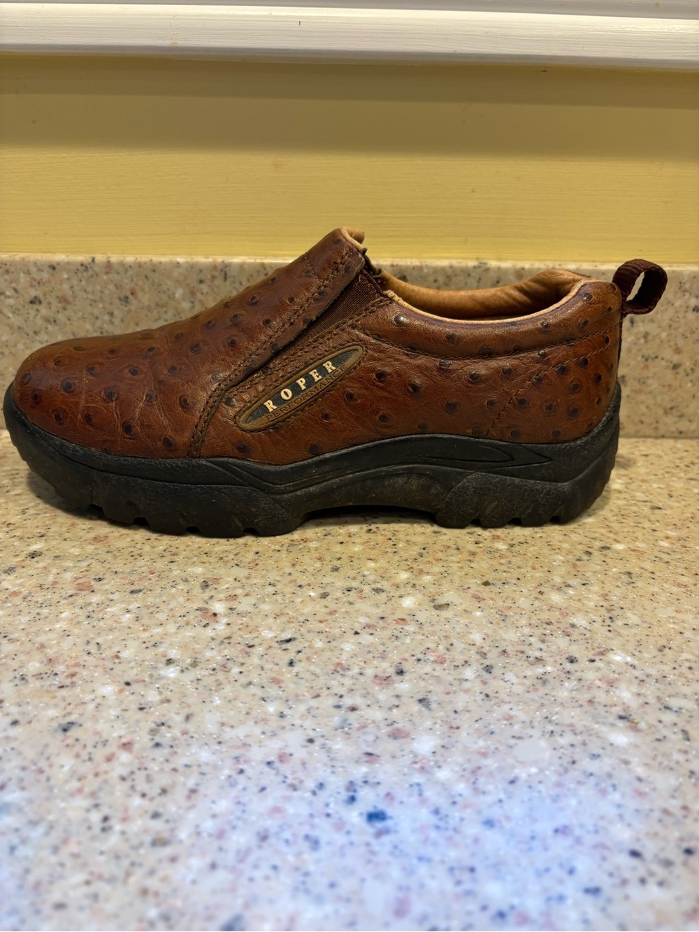 Brown Roper Women’s Performance Faux Ostrich Slip-On, Size 7